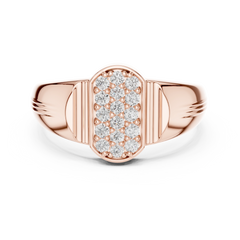 Ribbed Signet Oval Band