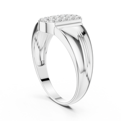 Ribbed Signet Oval Band