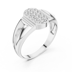 Ribbed Signet Oval Band