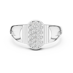 Ribbed Signet Oval Band