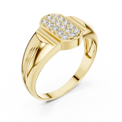 Ribbed Signet Oval Band