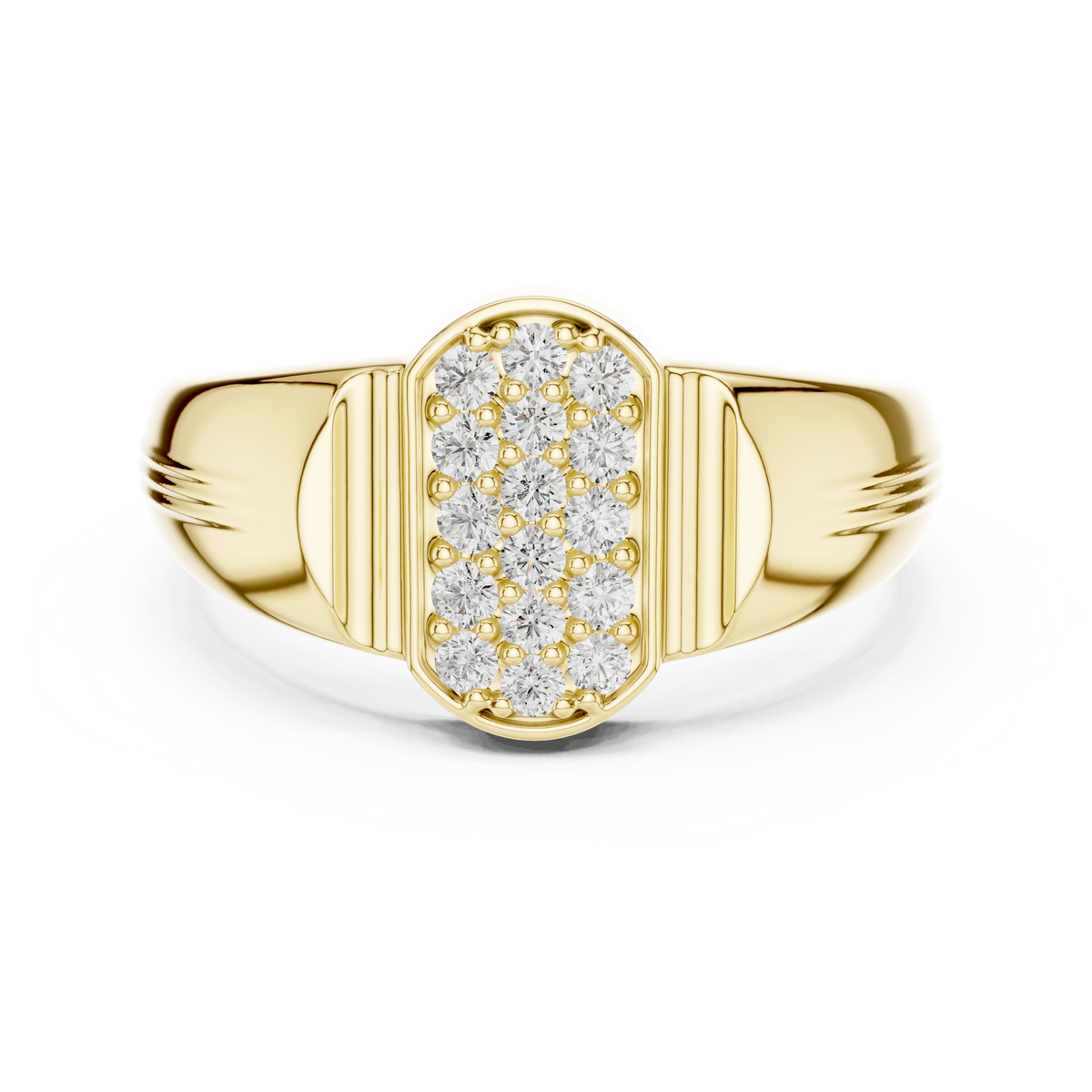 Ribbed Signet Oval Band