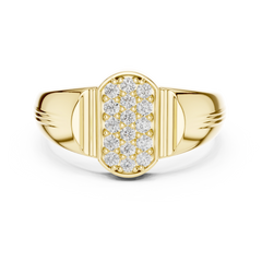 Ribbed Signet Oval Band