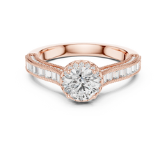 Regal Baguette Halo Diamond Ring