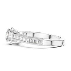 Regal Baguette Halo Diamond Ring