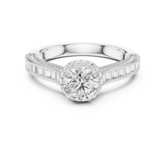 Regal Baguette Halo Diamond Ring