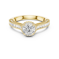 Regal Baguette Halo Diamond Ring
