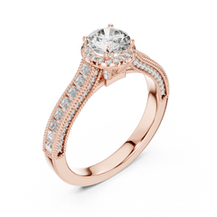 Regal Baguette Halo Diamond Ring