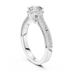 Regal Baguette Halo Diamond Ring