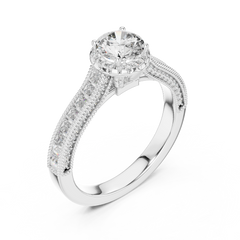 Regal Baguette Halo Diamond Ring