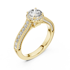 Regal Baguette Halo Diamond Ring