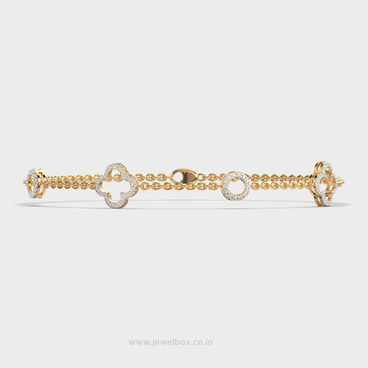 Clover Charm Diamond Link Bracelet