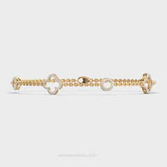 Clover Charm Diamond Link Bracelet