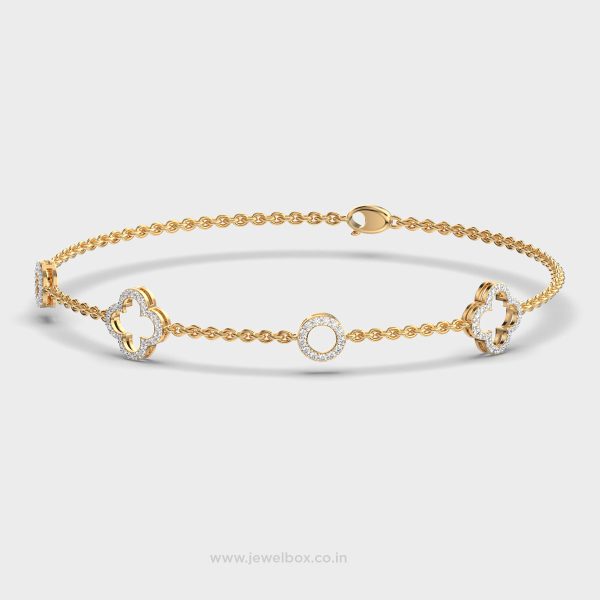 Clover Charm Diamond Link Bracelet