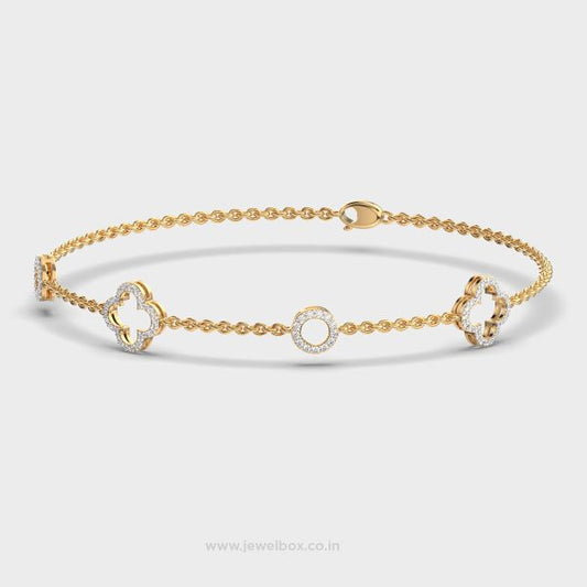 Clover Charm Diamond Link Bracelet