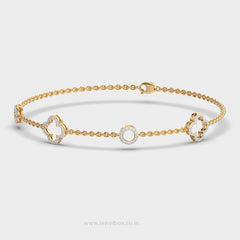 Clover Charm Diamond Link Bracelet