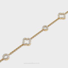 Clover Charm Diamond Link Bracelet