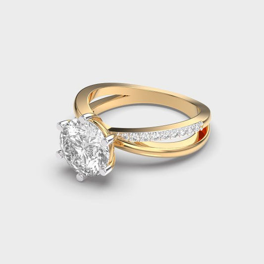 Sleek Duo Band Padma Cut Diamond Solitaire Ring